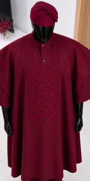 The Crimson Monarch Agbada